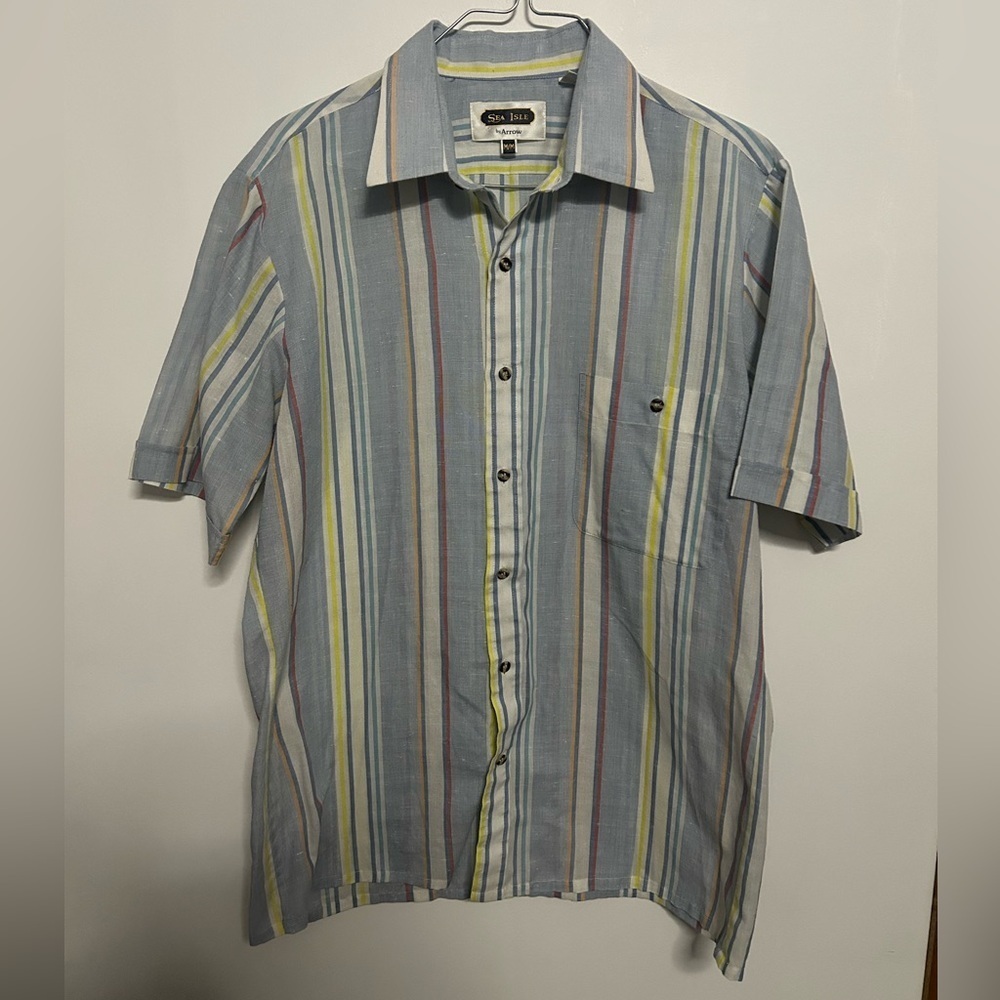 Vintage Coastal Yacht Vibes Eclectic Grandpa Sea Isle Casual Button Down Shirt